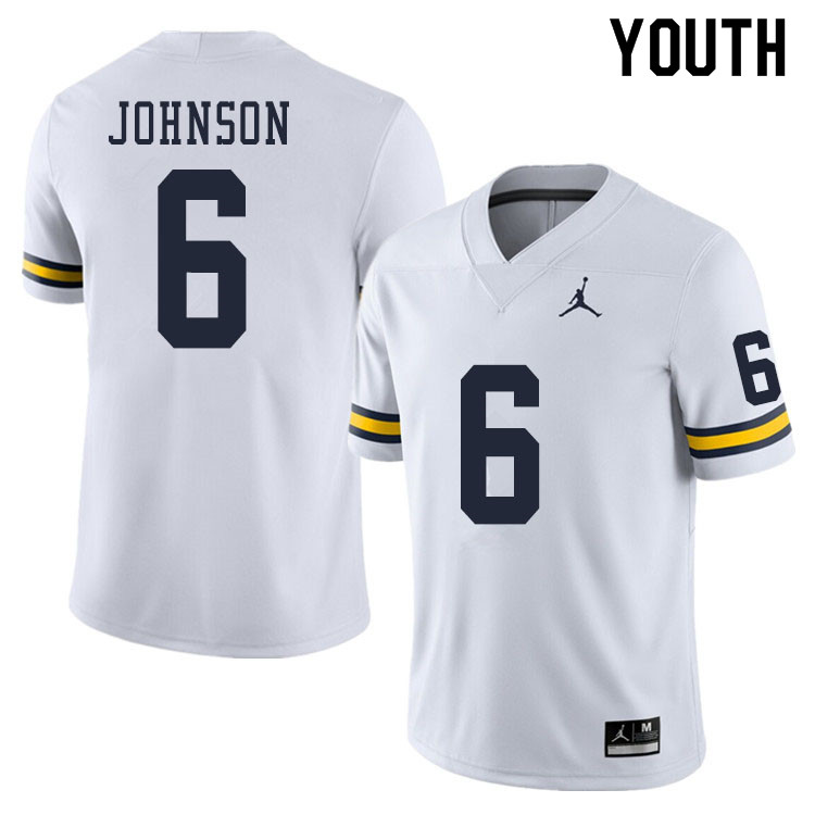 Youth #6 Cornelius Johnson Michigan Wolverines College Football Jerseys Sale-White
